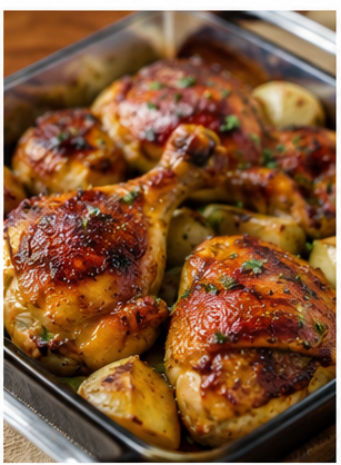 Pollo al horno con salsa de miel y mostaza